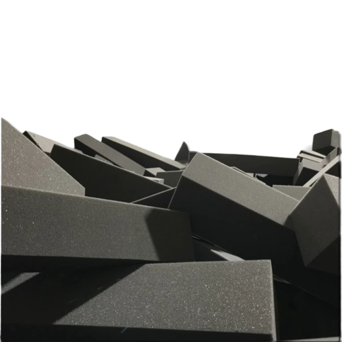 UK Gym Pits dark grey loose foam logs and blocks for gymnastics landing pits, fire retardant material