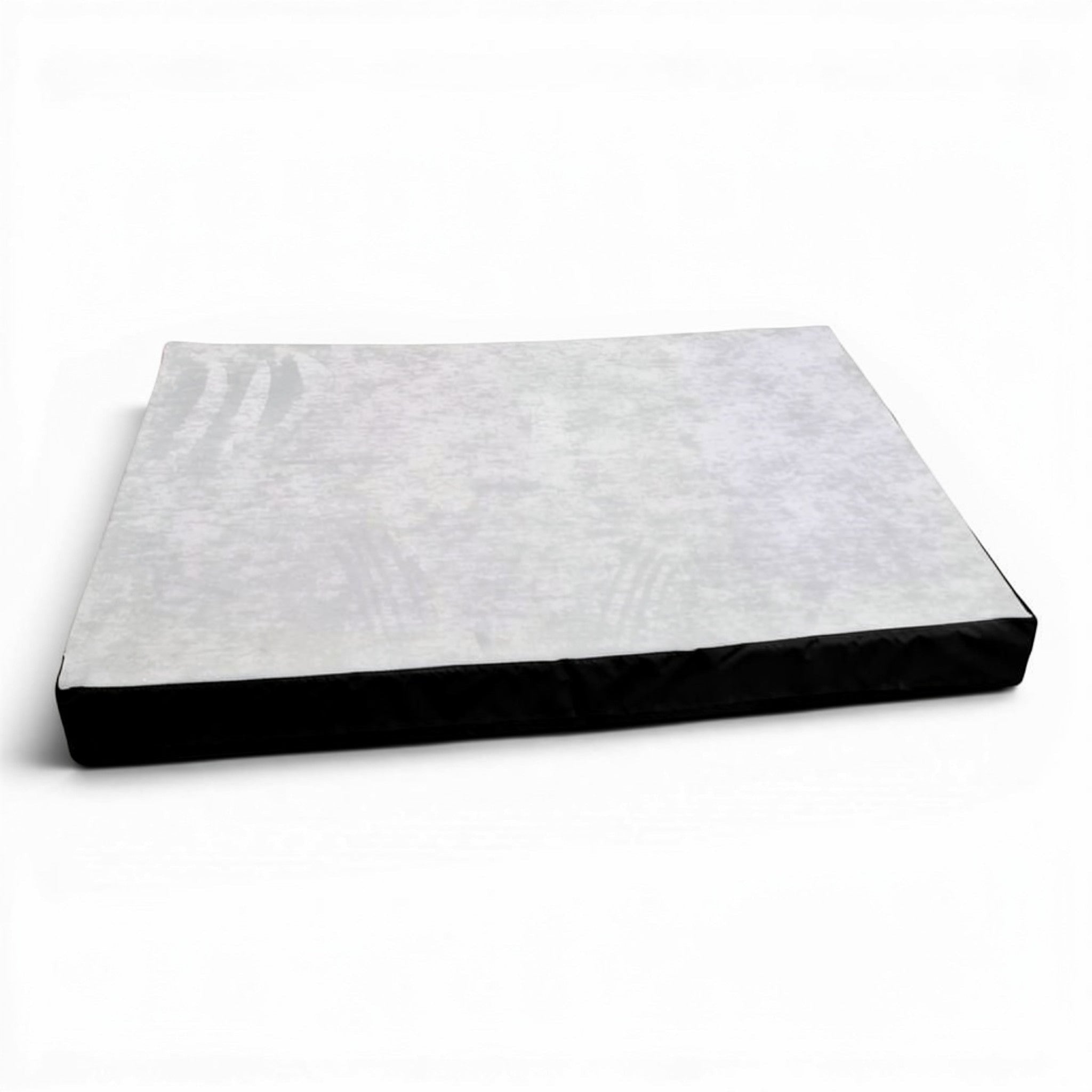 UK Gym Pits grey jersey fabric splat mat with shock absorbing foam and black sides for gymnastics and martial arts