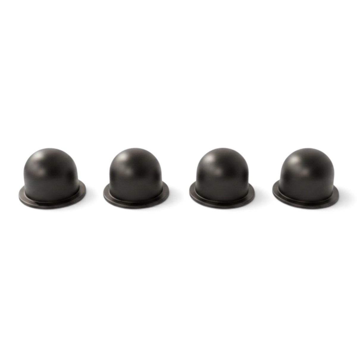 UK Gym Pits grey plastic caps for base plate fixings, designed to cover stainless steel bolt heads for safety.