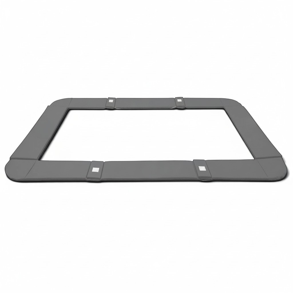 UK Gym Pits grey rectangular trampoline frame pads with velcro straps for 77 and 77a models