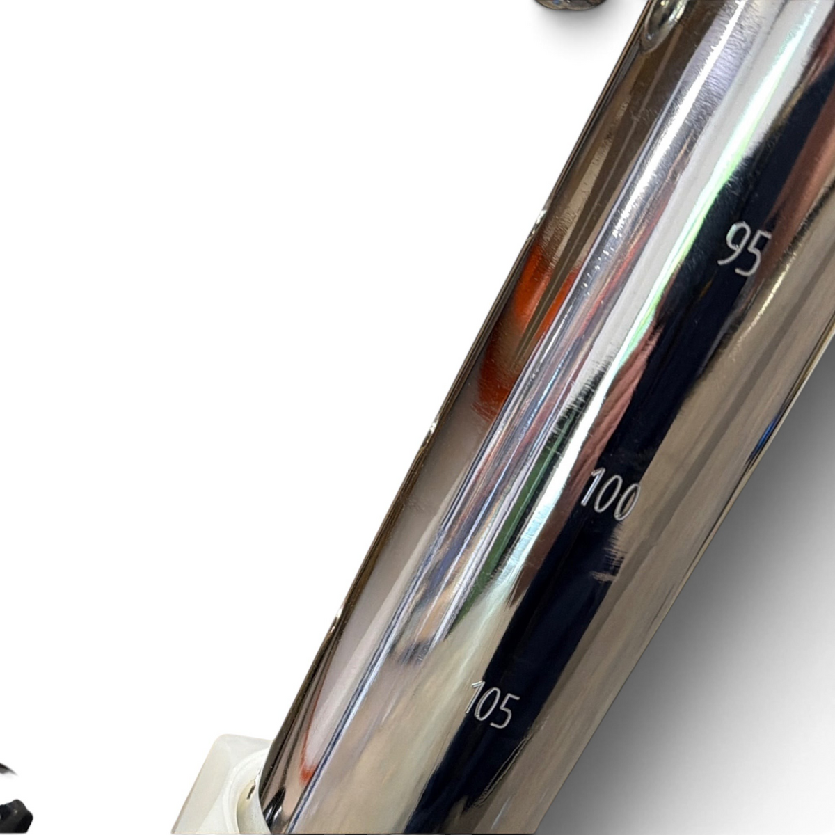 UK Gym Pits FIG approved gymnastics beam height adjustment leg with clear measurement markers for precision training