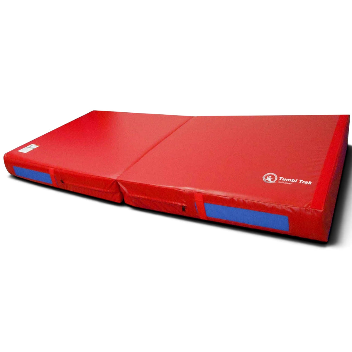 UK Gym Pits red and blue foldable gymnastics practice mat with non-slip base and reinforced carry handles
