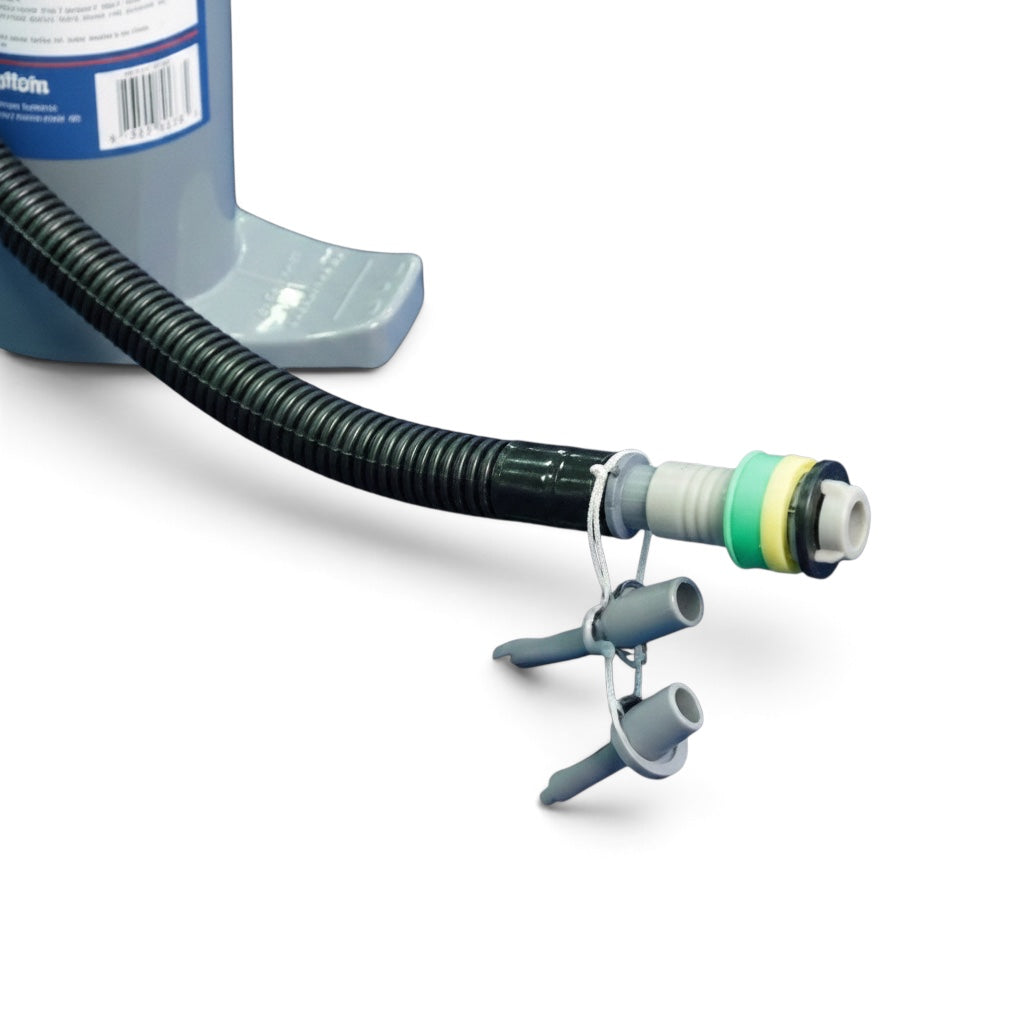 UK Gym Pits dual action hand pump hose with universal valve attachments for inflating gym equipment