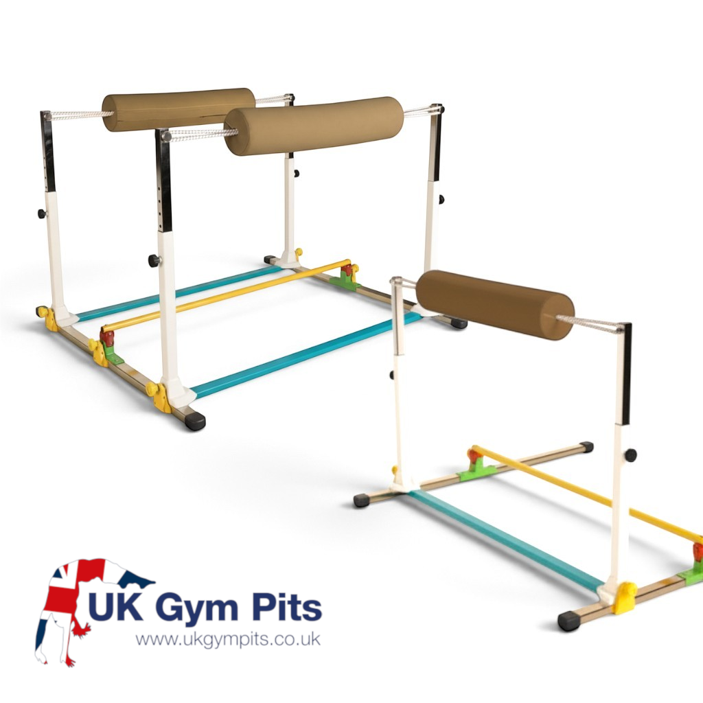 UK Gym Pits Gaofei single and double handstand bouncers with adjustable height and reinforced steel frames.