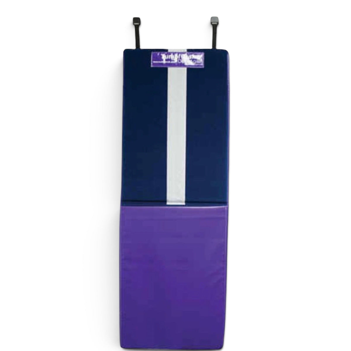 UK Gym Pits handstand homework mat hanging on a door with black replacement clips attached at the top