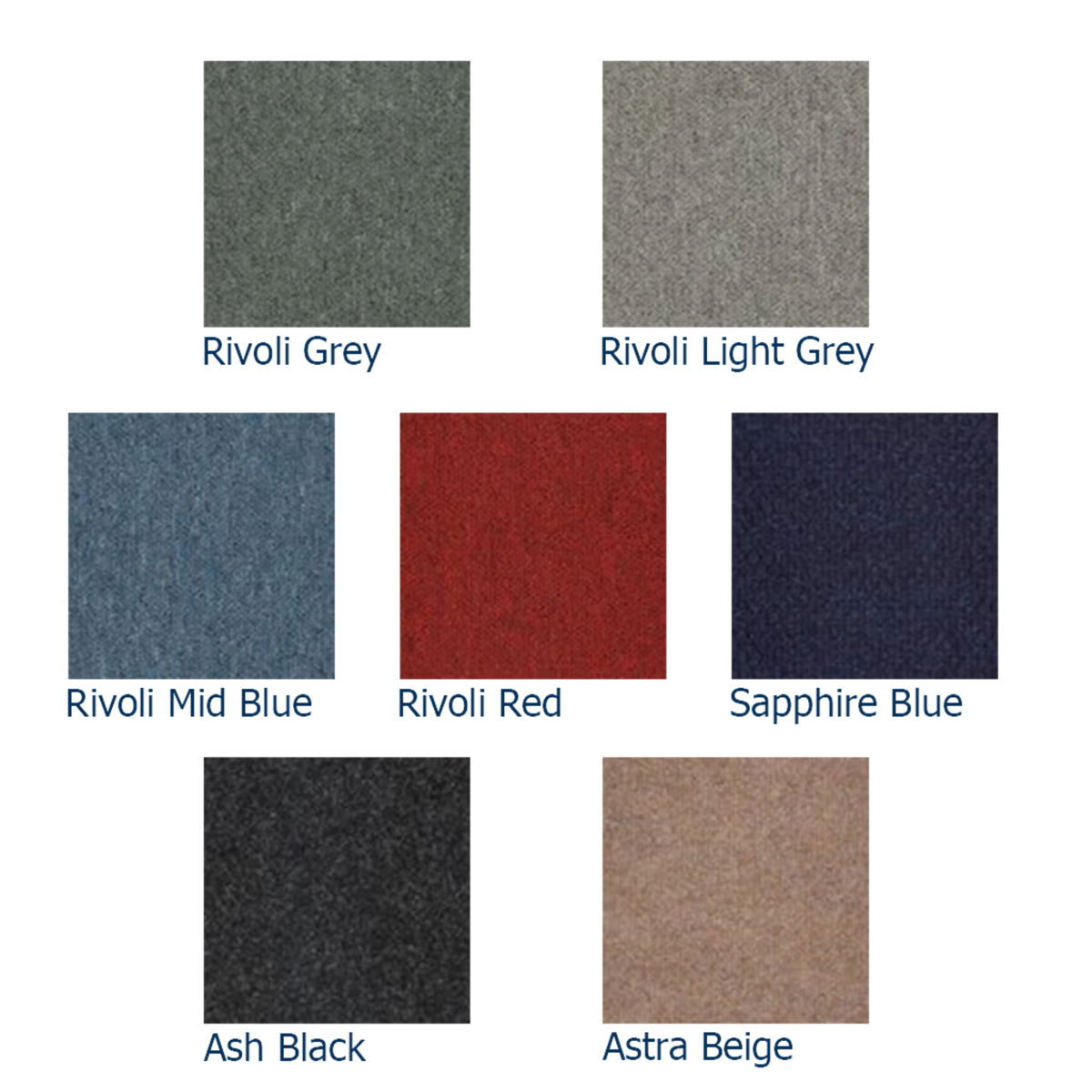 UK Gym Pits heavy duty carpet tiles in various colours including grey, blue, red, black, and beige for gym flooring.