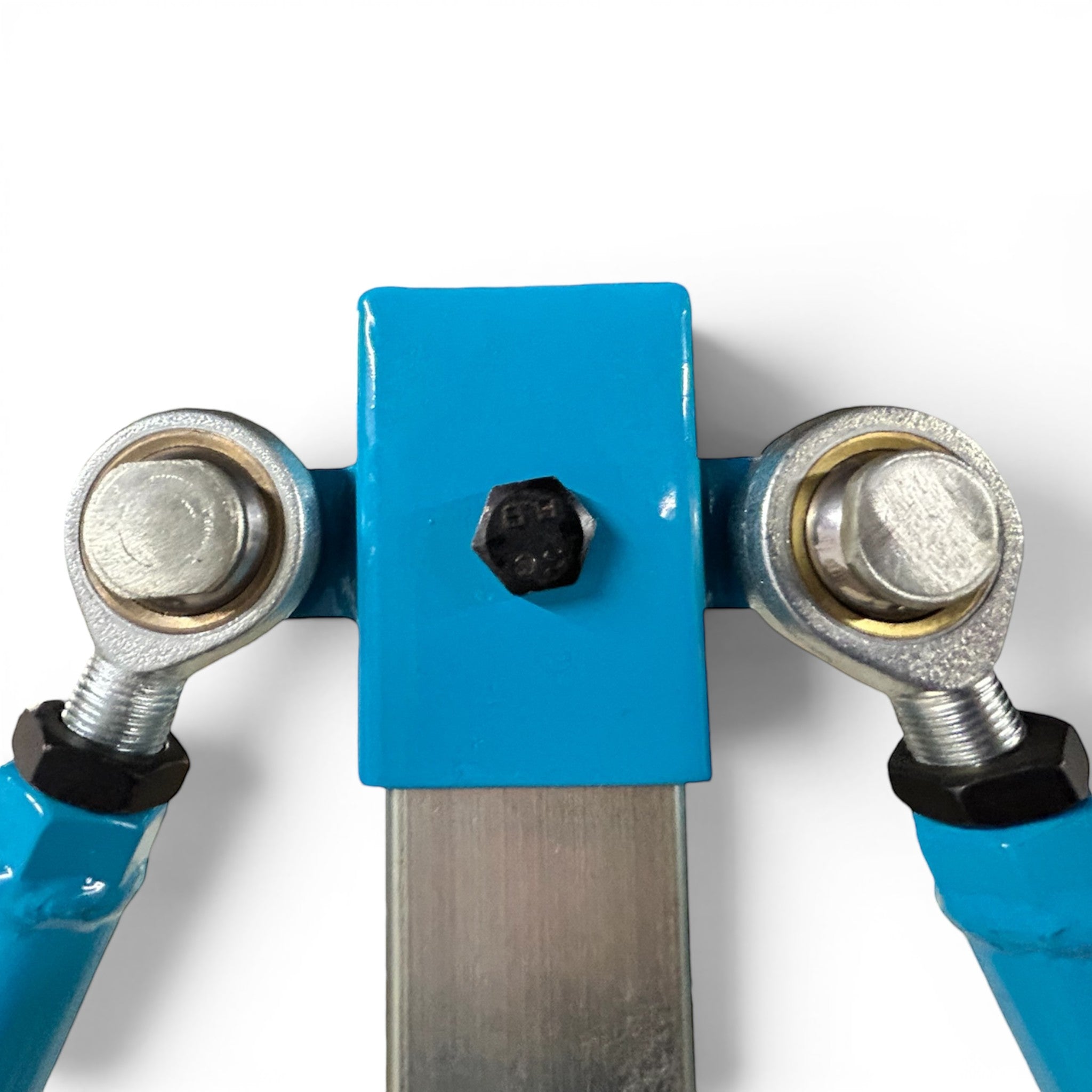 UK Gym Pits freestanding high bar blue steel frame detail with adjustable locking mechanism and metal hardware