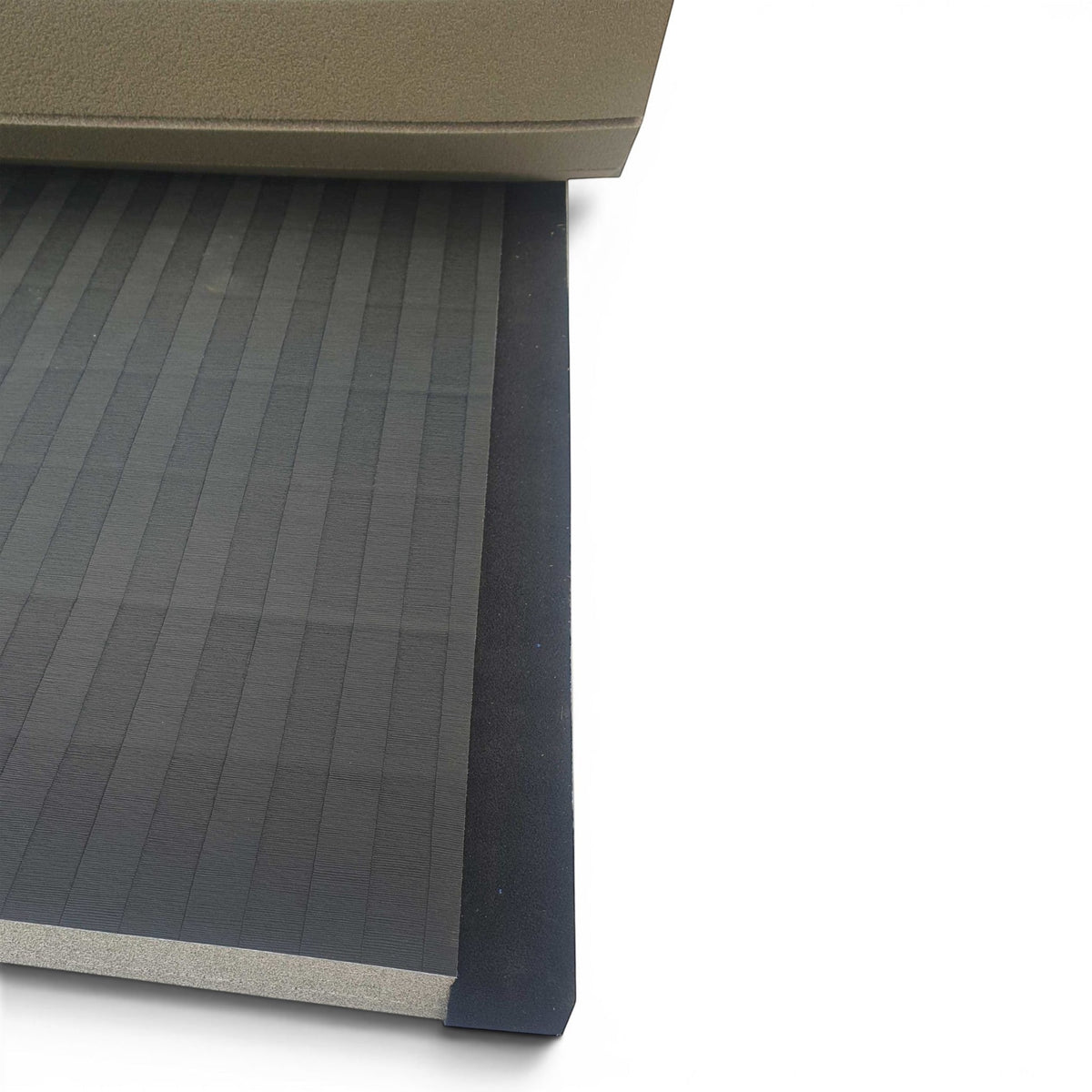 UK Gym Pits black hybrid connect mat roll with durable tatami PVC surface and shock-absorbing XPE foam base