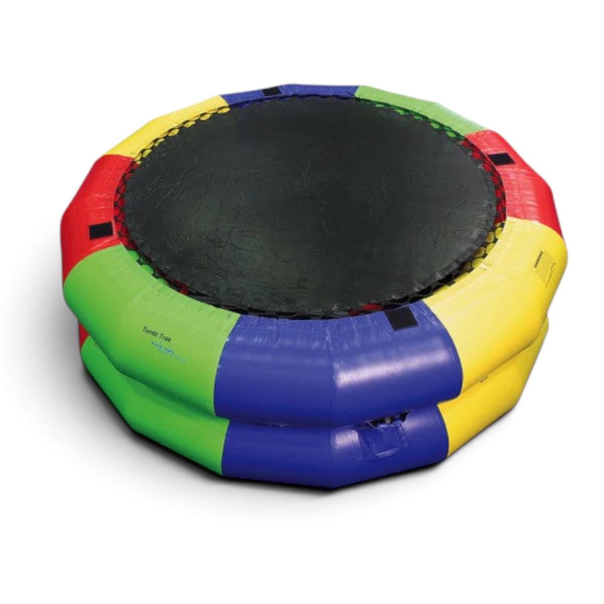 UK Gym Pits multi-coloured inflatable fitness wheel with a black central mat for children's gymnastics and play