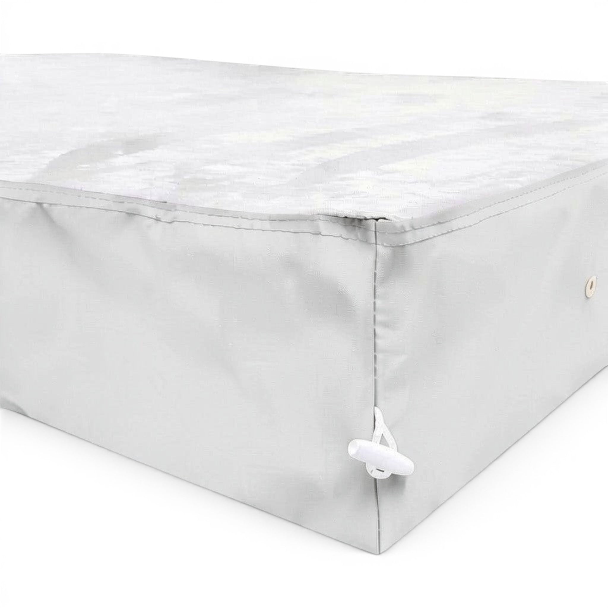 UK Gym Pits grey jersey-topped crash mat with white toggle connector and reinforced PVC sides for gymnastics