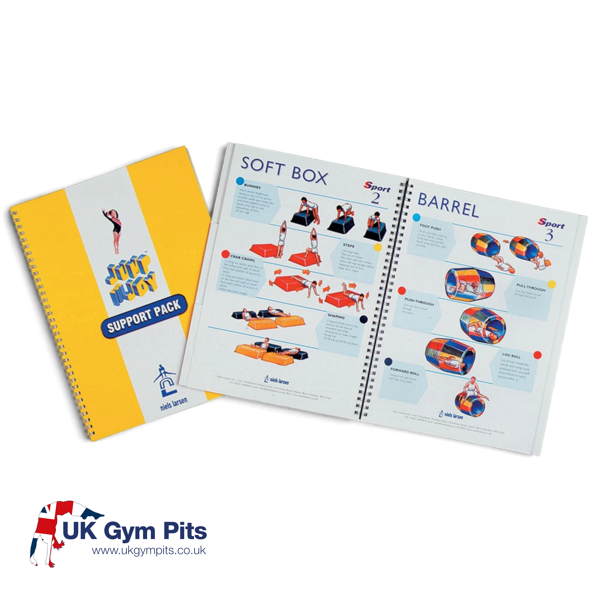 UK Gym Pits Jump for Joy teaching support pack with activity guide and task cards for gymnastics equipment