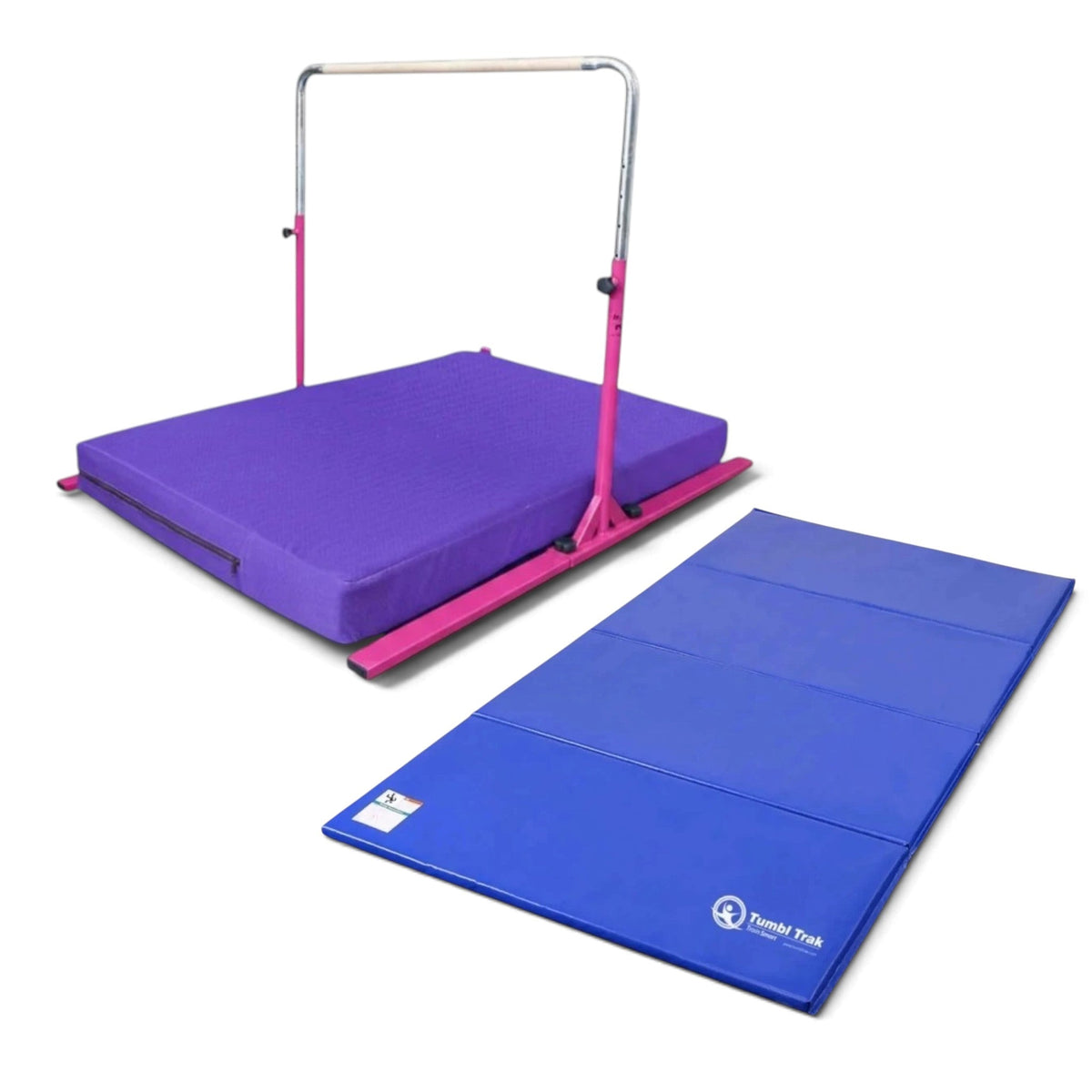 UK Gym Pits blue folding tumbling mat made of durable vinyl for gymnastics and exercise training