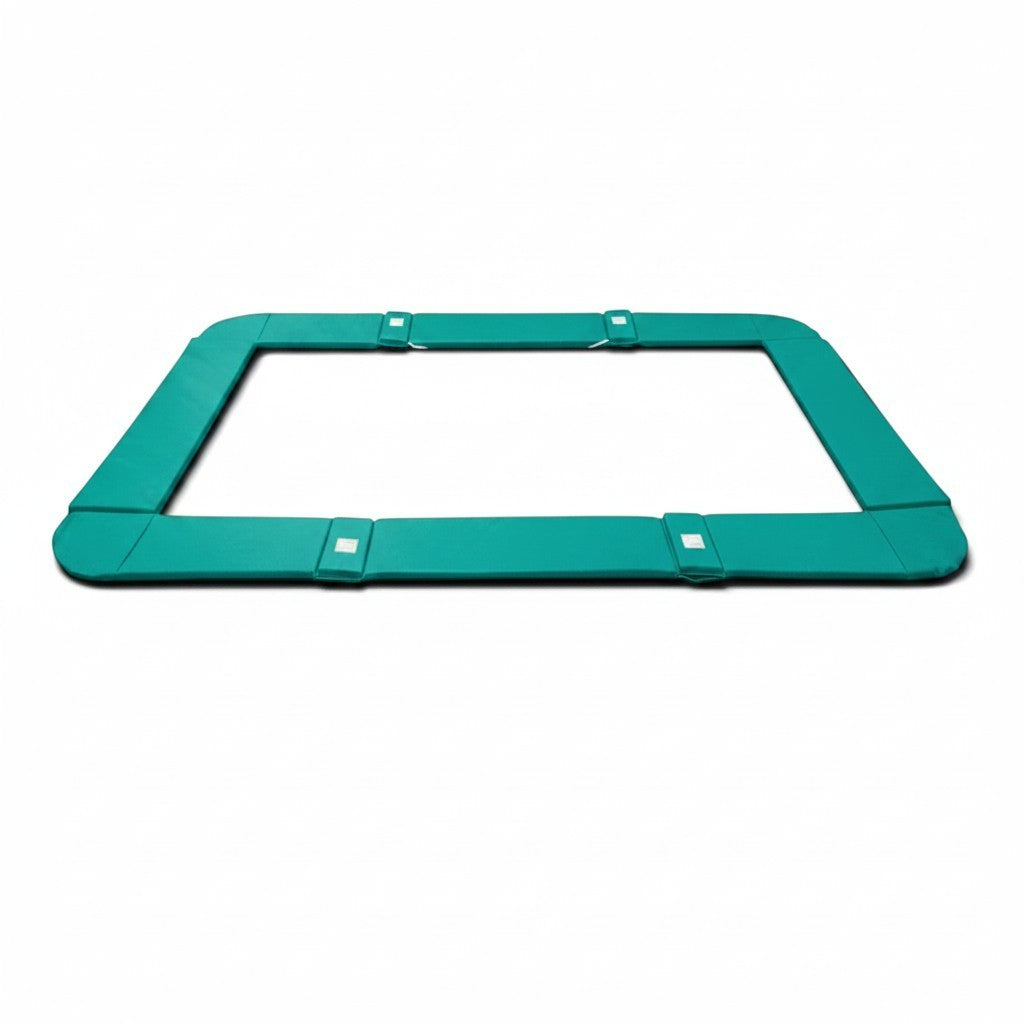 UK Gym Pits junior trampoline replacement frame pads in teal PVC with secure velcro attachment straps.