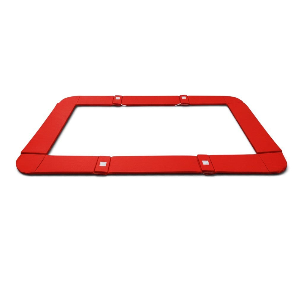 UK Gym Pits red foam and PVC coverall frame pads for junior trampolines with velcro attachment straps