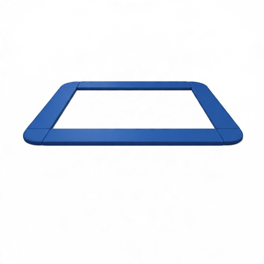 UK Gym Pits blue PVC foam coverall frame pads for a junior trampoline with velcro attachment straps