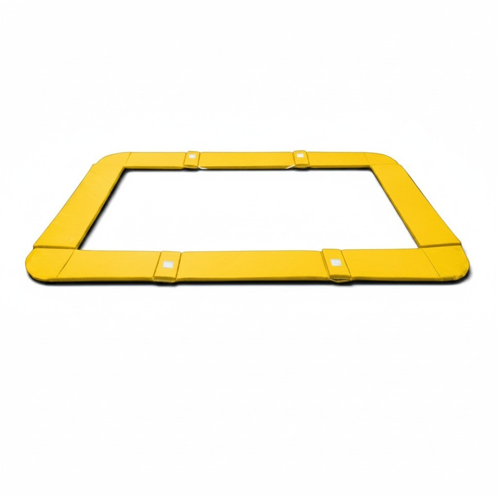 UK Gym Pits yellow PVC foam trampoline frame pads with velcro straps for junior trampolines