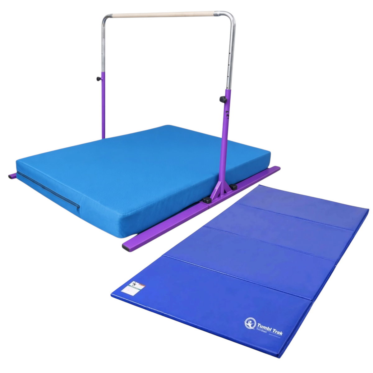 UK Gym Pits blue folding tumbling mat for gymnastics and exercise with durable vinyl surface