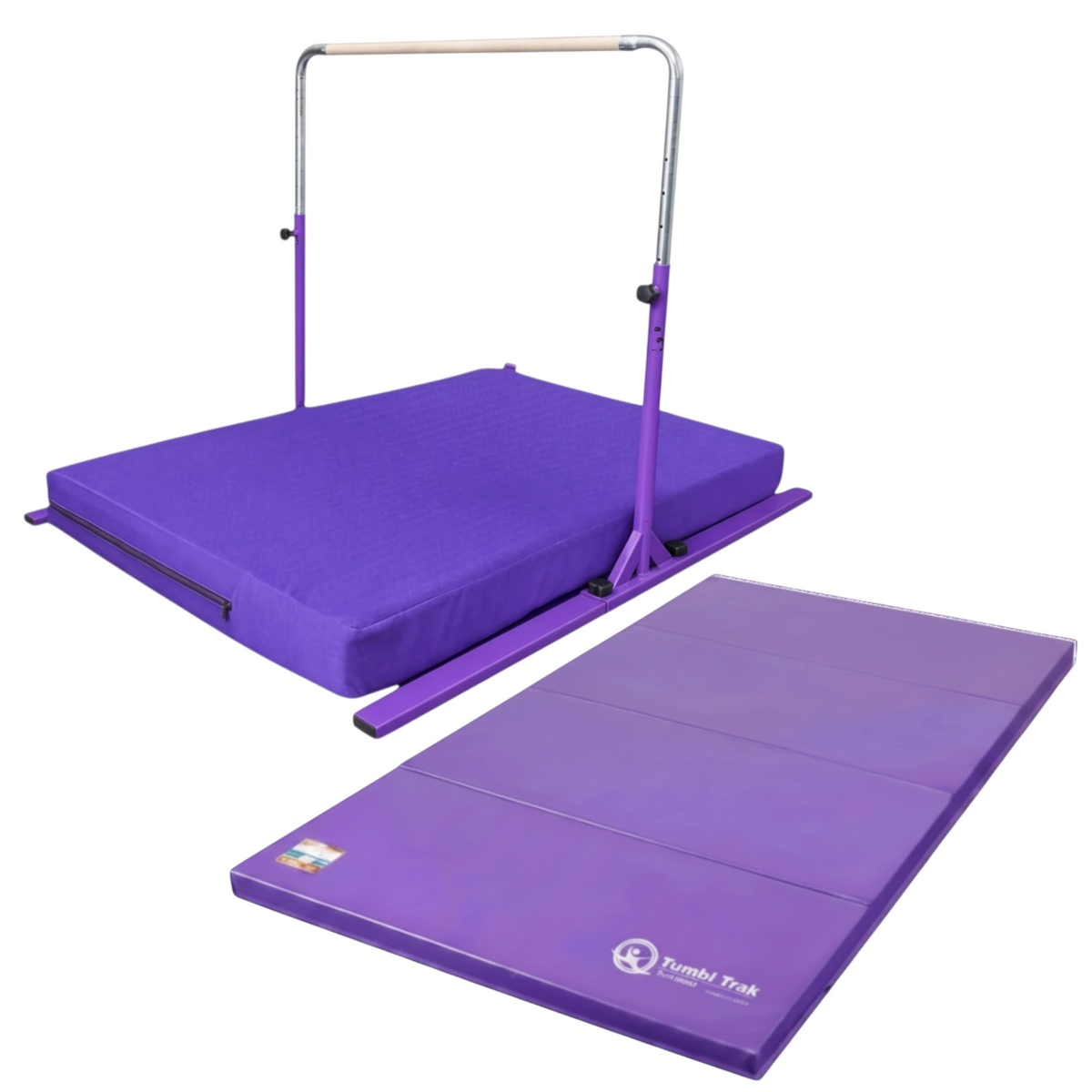 UK Gym Pits purple folding gymnastics tumbling mat made of durable vinyl for home training and exercise.