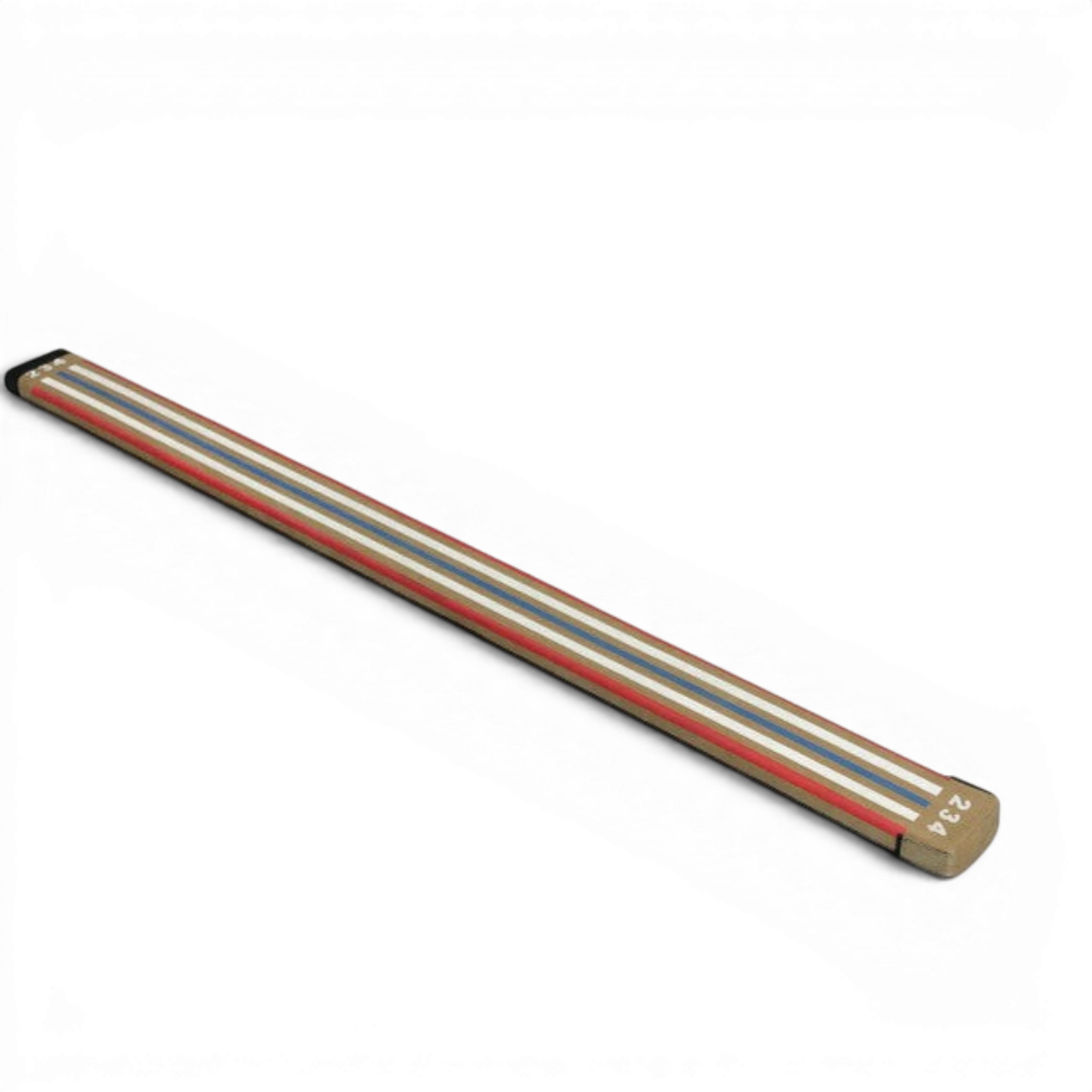 UK Gym Pits laser balance beam lite with suede surface, marked with visual lines and numbers for gymnastics training