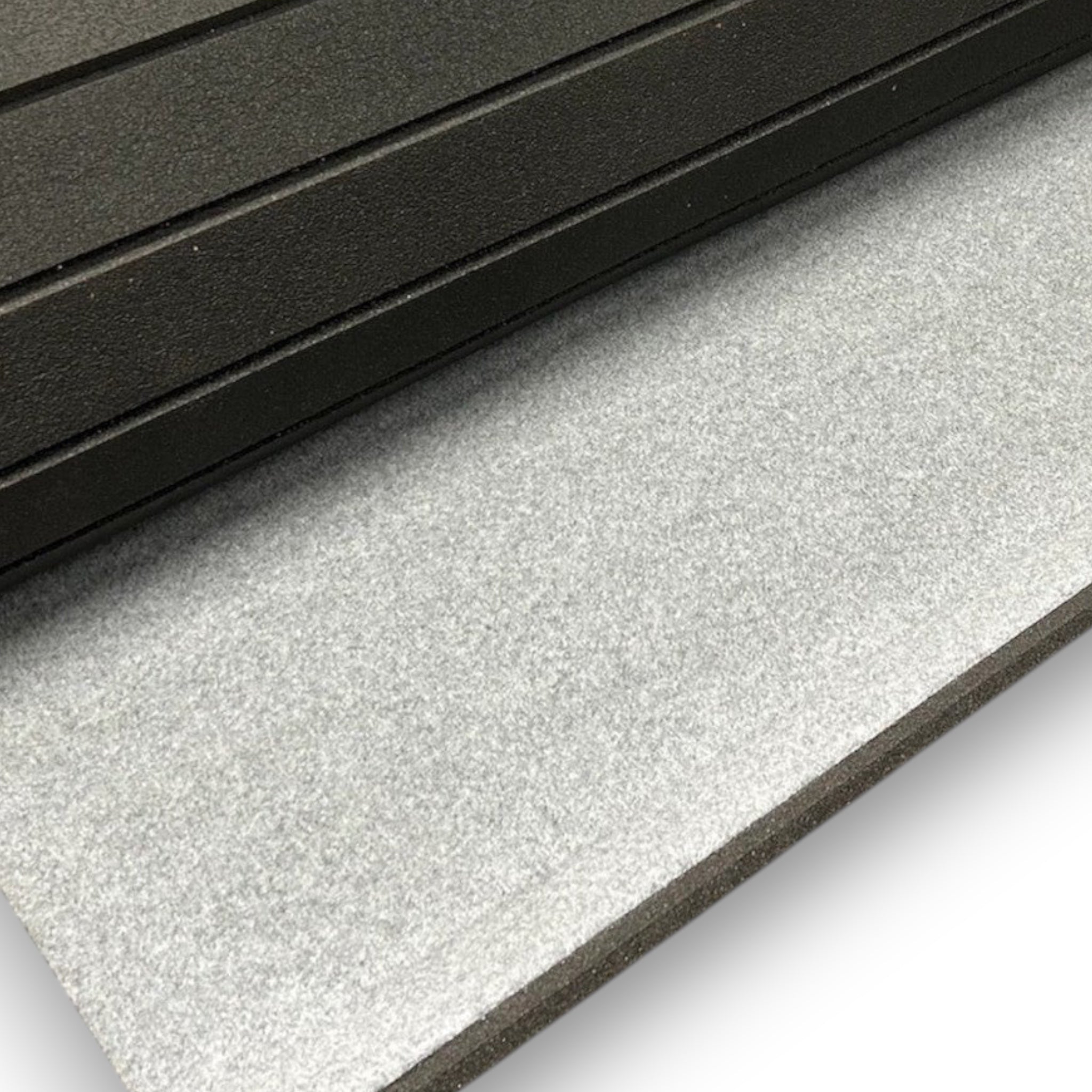UK Gym Pits light grey carpet flexi mat roll with shock-absorbing XPE foam backing for gymnastics and cheerleading