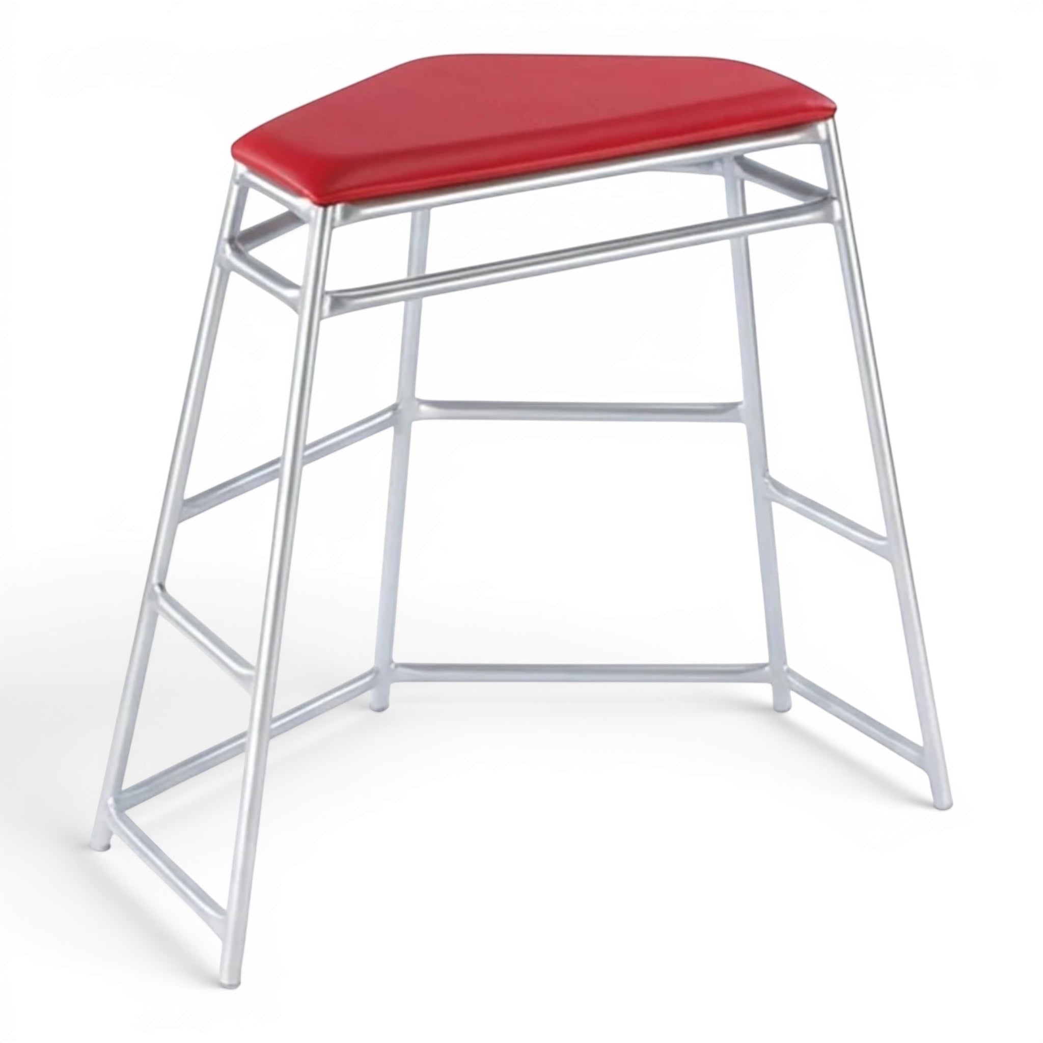 UK Gym Pits Lita agility table with a red padded PVC top and a silver powder-coated aluminium frame for gymnastics.
