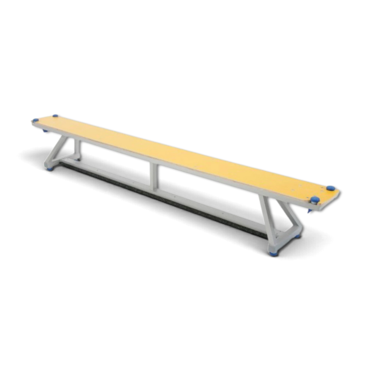 UK Gym Pits Lita balance bench with a yellow top and silver aluminum frame for school gymnastics and agility training