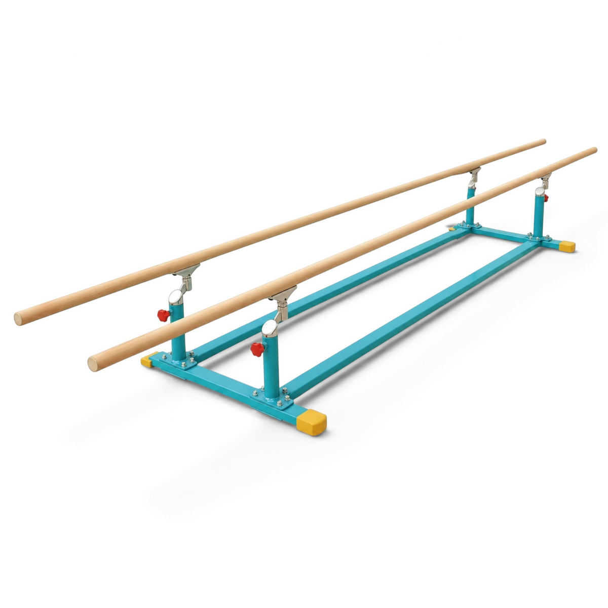UK Gym Pits Gaofei low parallel bars with blue steel frame and wooden bars for gymnastics training