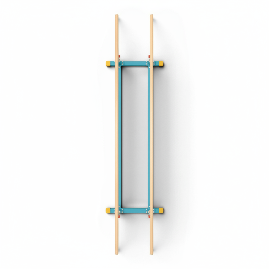 UK Gym Pits Gaofei low parallel bars with adjustable fibreglass wood rails and a blue reinforced tubular steel frame.