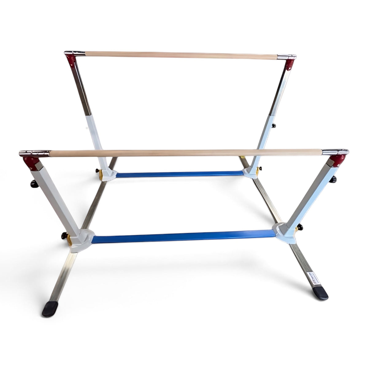 UK Gym Pits Gaofei mini asymmetric gymnastics bars with wooden rails and adjustable steel frame for home training.
