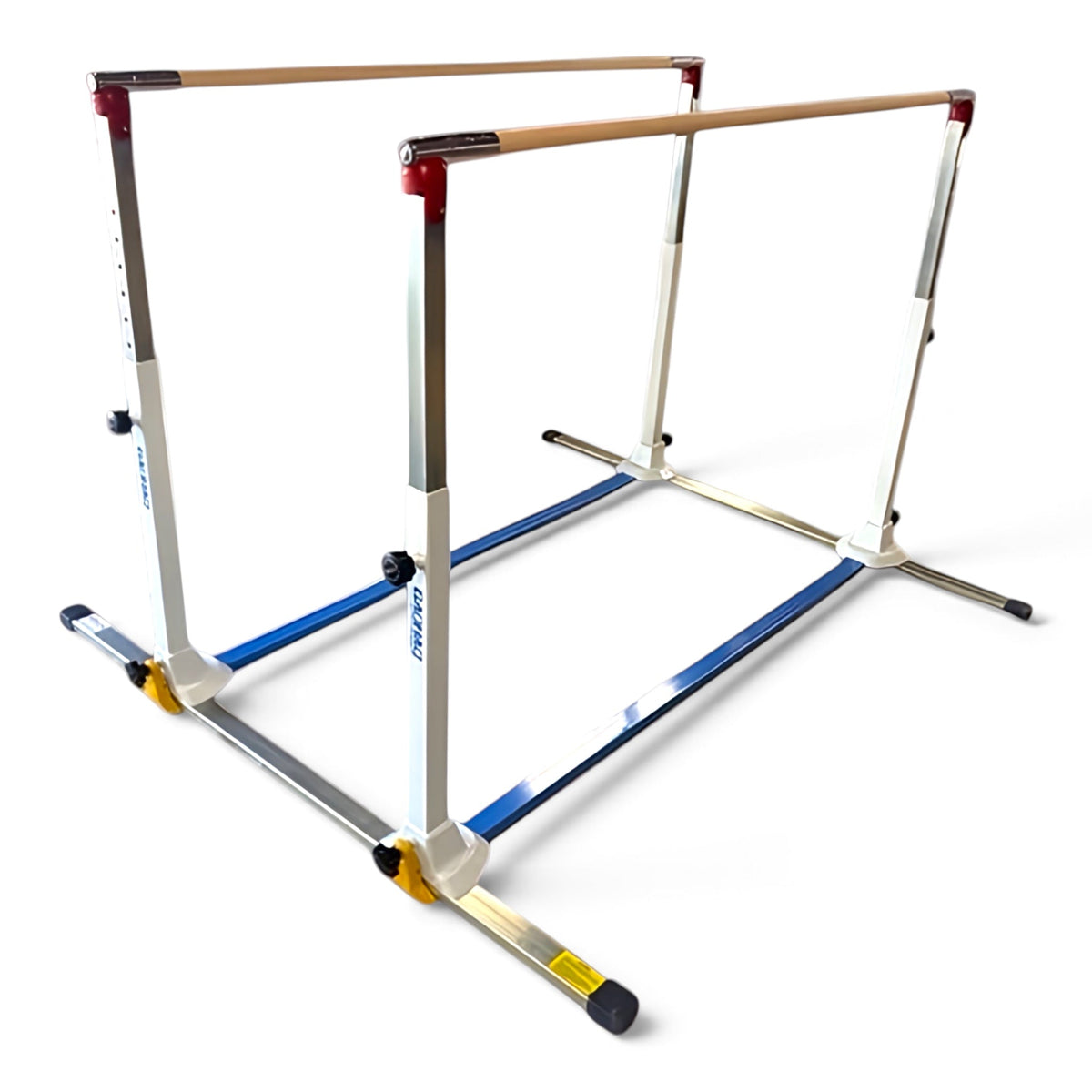 UK Gym Pits mini asymmetric gymnastics bars with wooden rails and adjustable powder-coated steel frame for home training