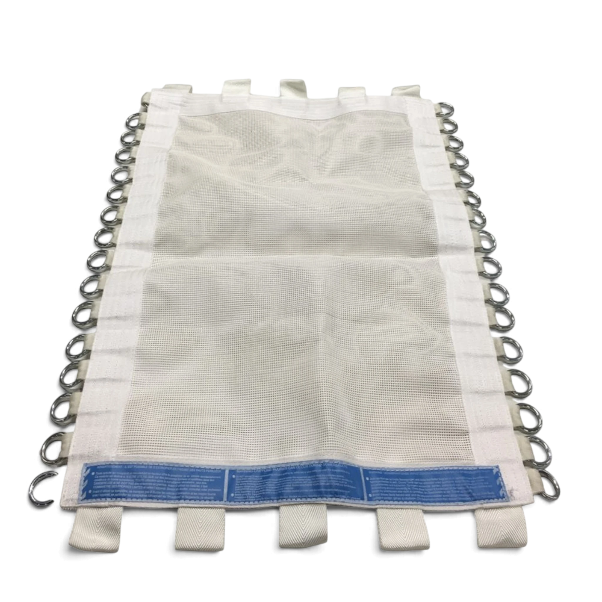 UK Gym Pits replacement white mesh bed for open ended mini trampolines with zinc plated O rings