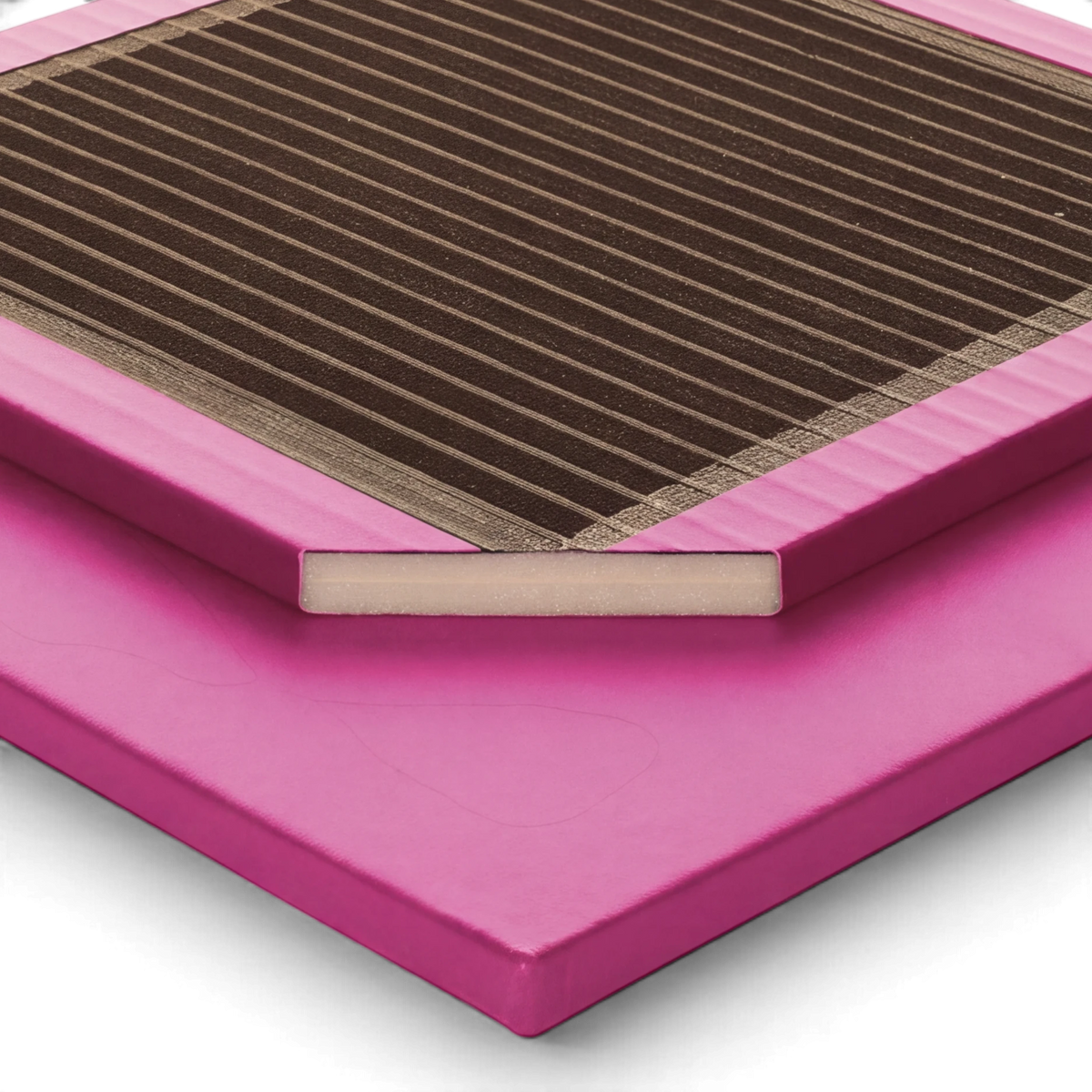 UK Gym Pits mulberry anti-microbial gymnastics mat with reinforced anti-slip base and heat-welded seams.
