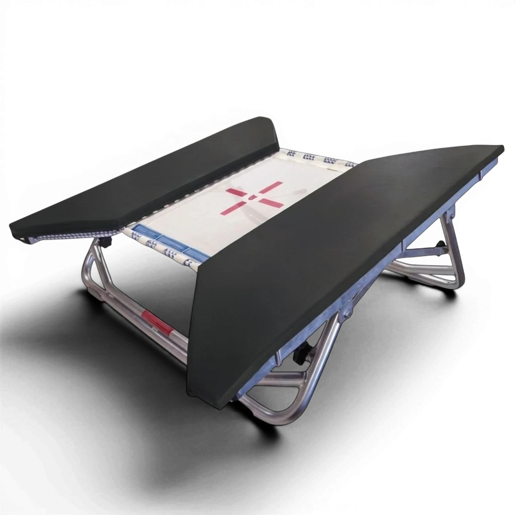 UK Gym Pits open ended mini trampoline with a white web bed, black frame pads, and a durable zinc plated steel frame.