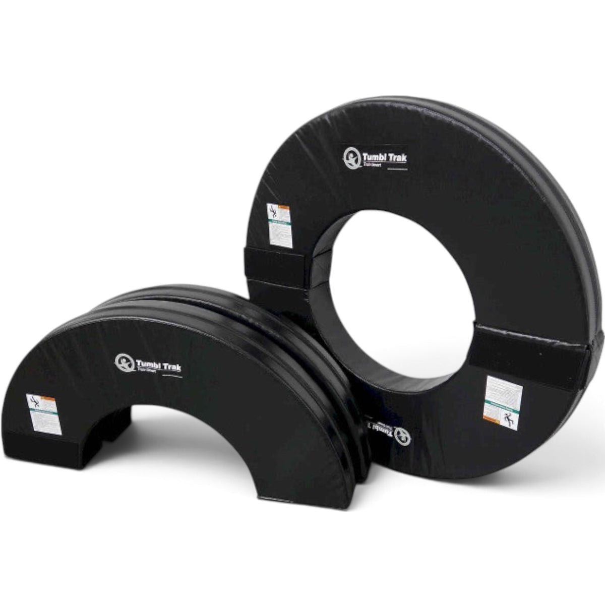 UK Gym Pits Orbiter Package 3 featuring black foam rings and cradles for gymnastics training and tumbling support.