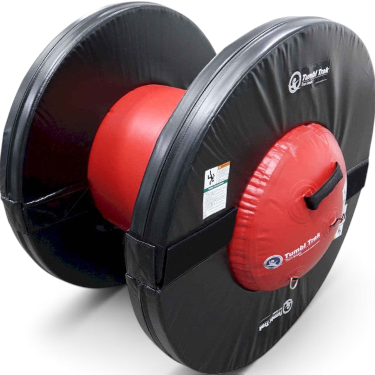 UK Gym Pits Orbiter Package 3 featuring a red inflatable air barrel secured between two black foam rings for gymnastics