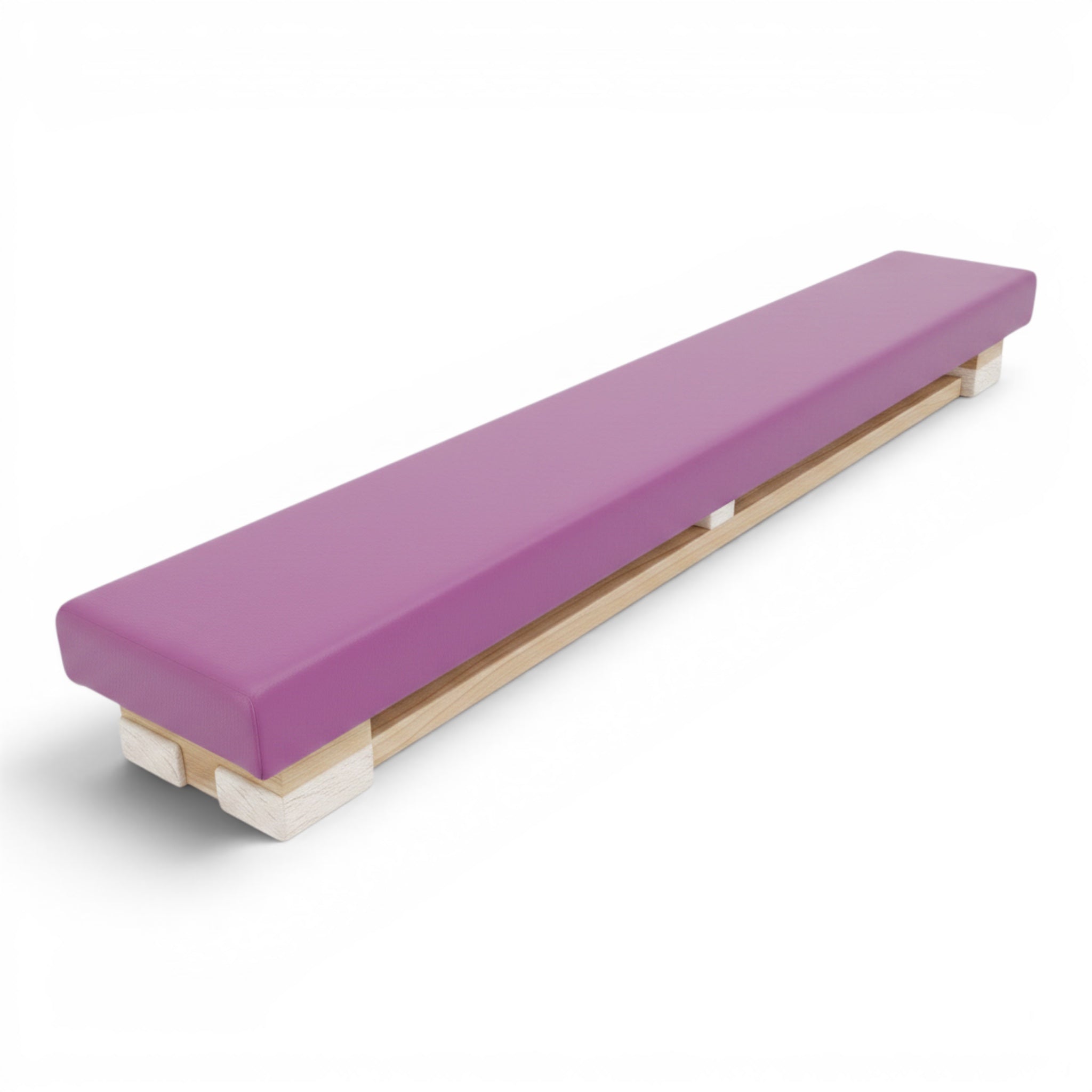 UK Gym Pits padded agility linking plank with purple vinyl top and natural timber base for school balance training