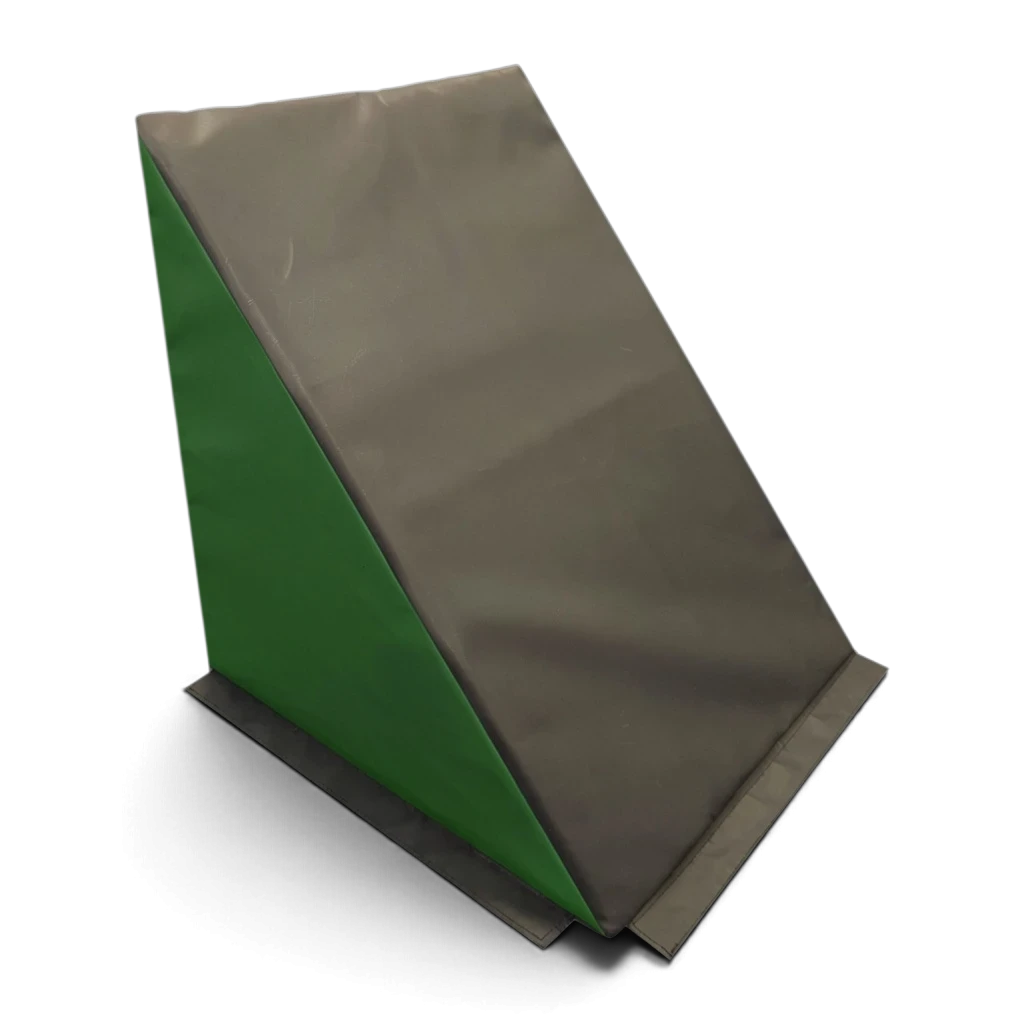 UK Gym Pits Parkour Ninja Step wedge with a black top surface and green side panel, made of durable PVC foam.