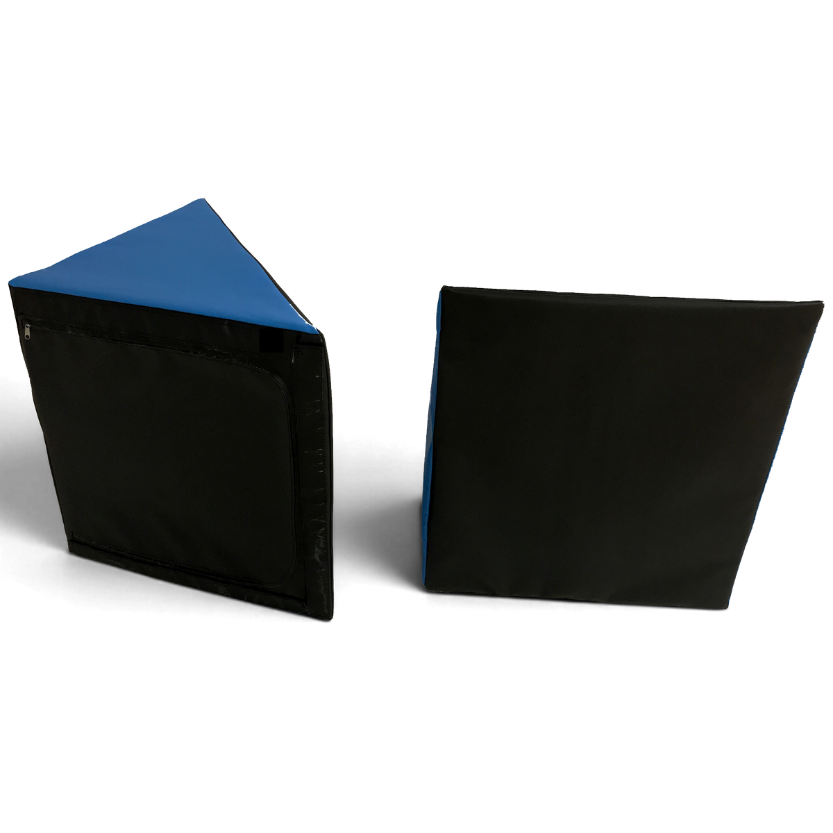 UK Gym Pits Parkour Ninja Steps set featuring black and blue heavy-duty PVC foam blocks for obstacle courses.