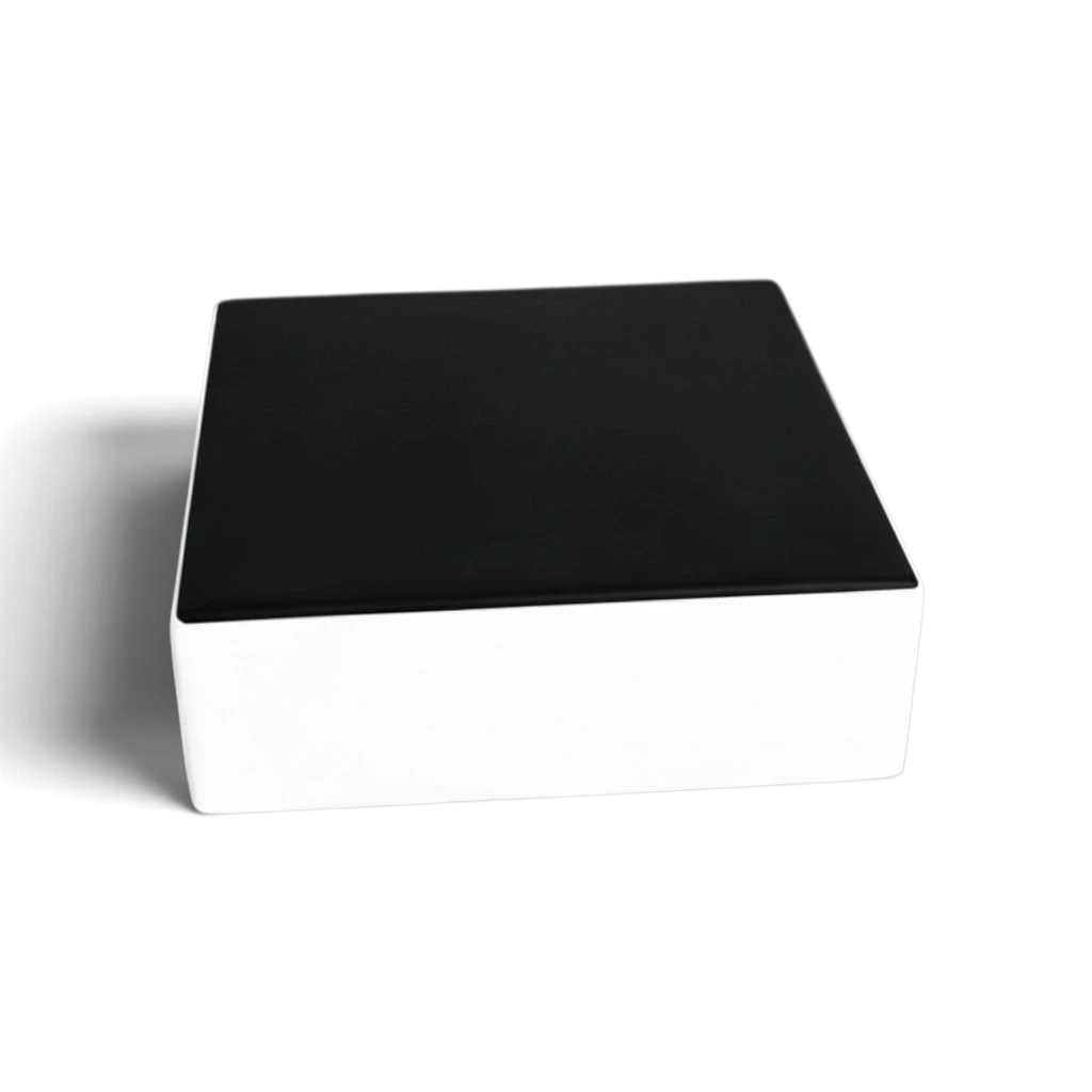 UK Gym Pits parkour stepping block with a black top and white sides, made from durable PVC and high-density foam.