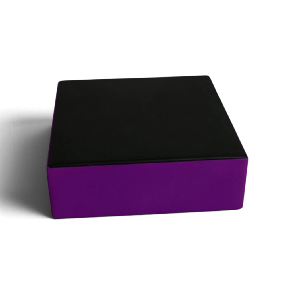 UK Gym Pits parkour stepping block with a black top and purple sides, made from durable PVC and high-density foam.