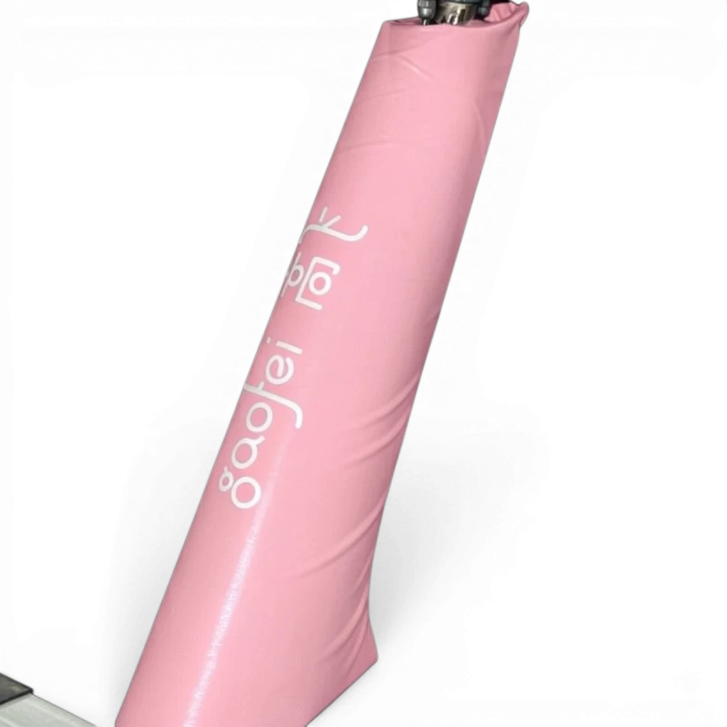 UK Gym Pits pink Gaofei gymnastics beam leg safety padding with durable PVC vinyl cover and Velcro closure