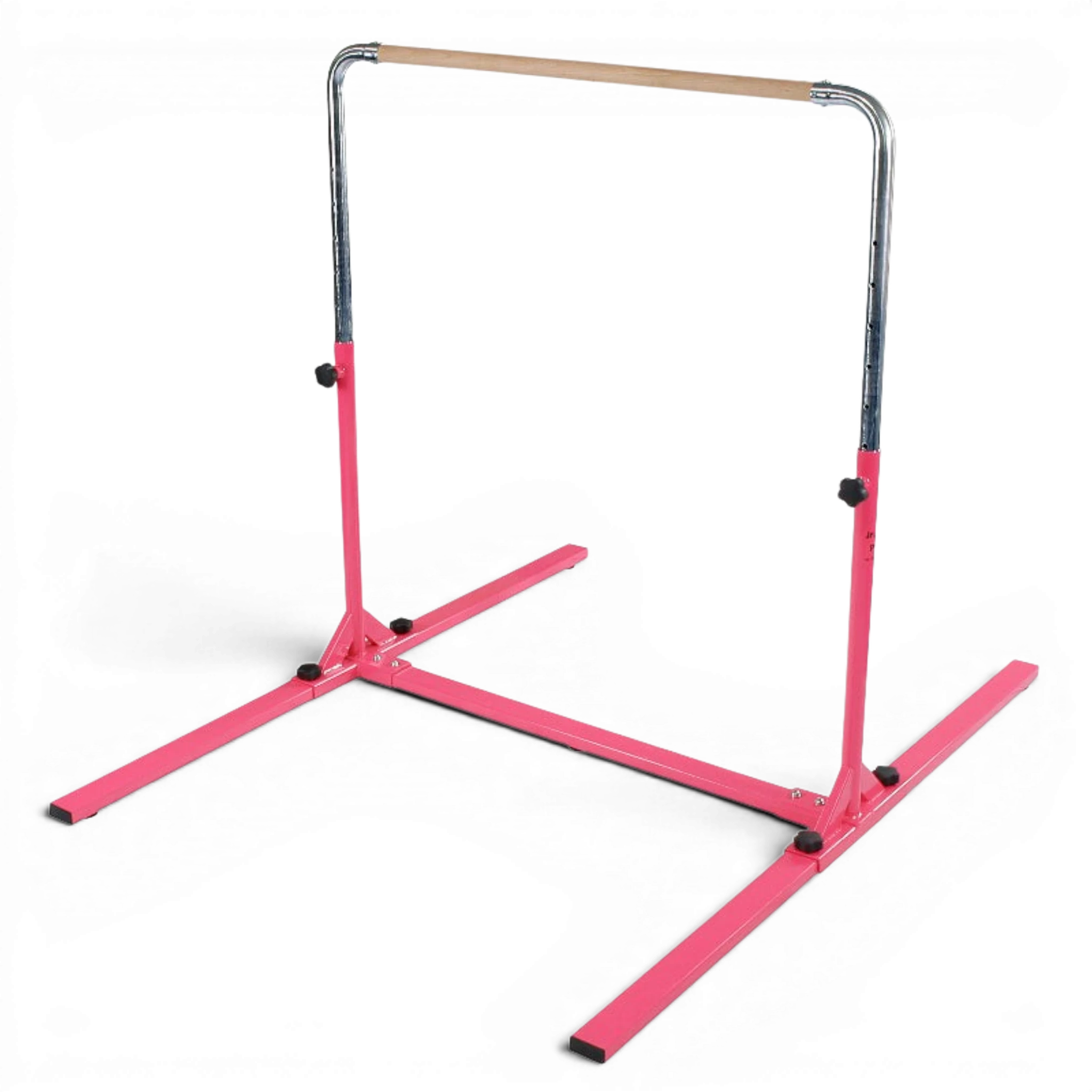 UK Gym Pits pink Junior Bar Pro gymnastics training bar with adjustable height and solid maple wood rail