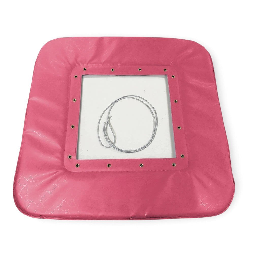 UK Gym Pits pink PVC mini trampoline replacement frame pads with lacing cord and metal eyelets