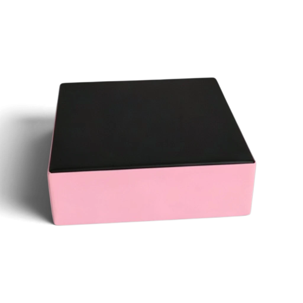 UK Gym Pits parkour stepping block in black and pink with durable PVC surface and high-density foam construction.