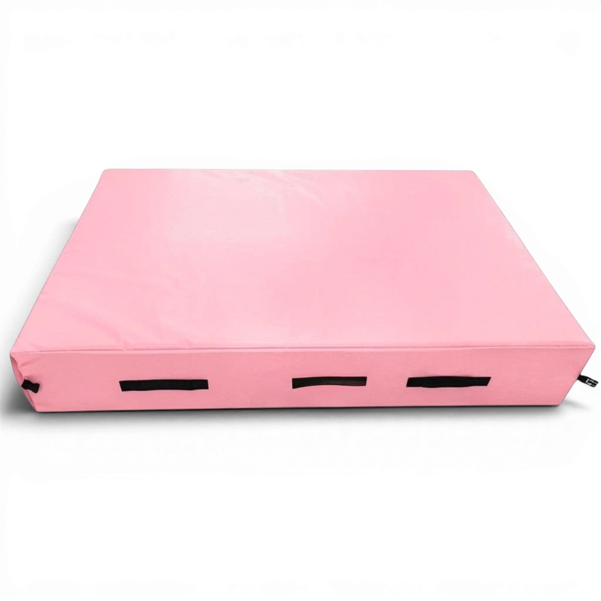UK Gym Pits pink trampoline end safety crash mat with reinforced handles and anti-slip base for gymnastics training