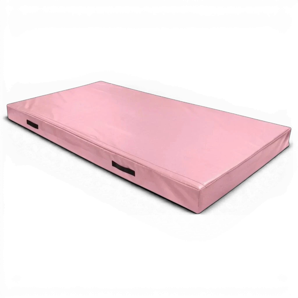 UK Gym Pits pink push-on trampoline safety mat with reinforced PVC cover and side carry handles