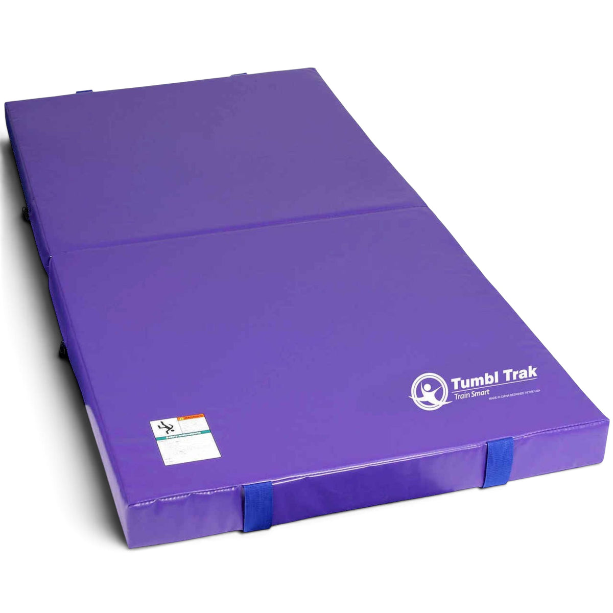 UK Gym Pits purple folding junior practice mat with non-skid base and webbed handles for gymnastics training