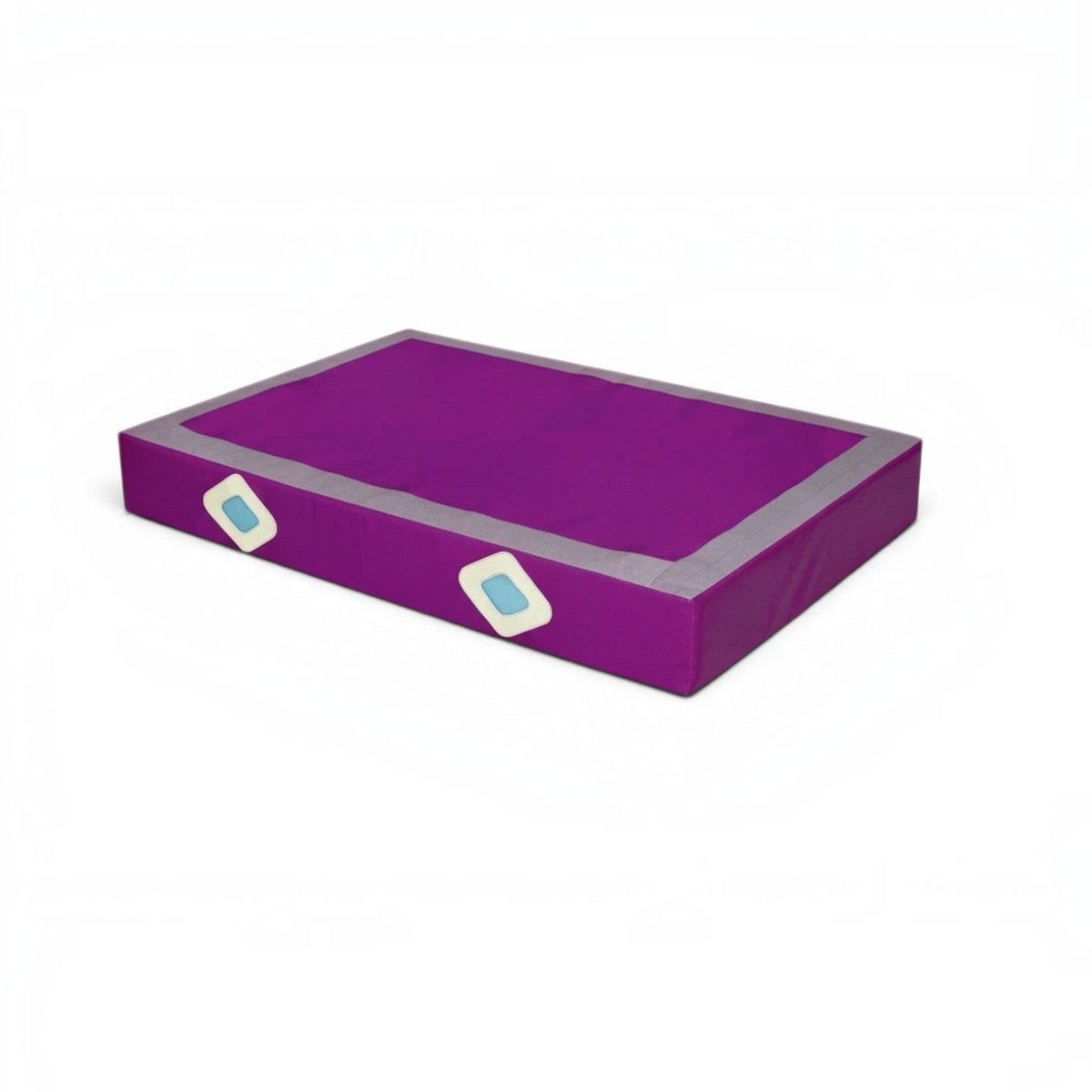 UK Gym Pits purple and grey PVC vinyl gymnastics landing mat with reinforced corners and non-slip base