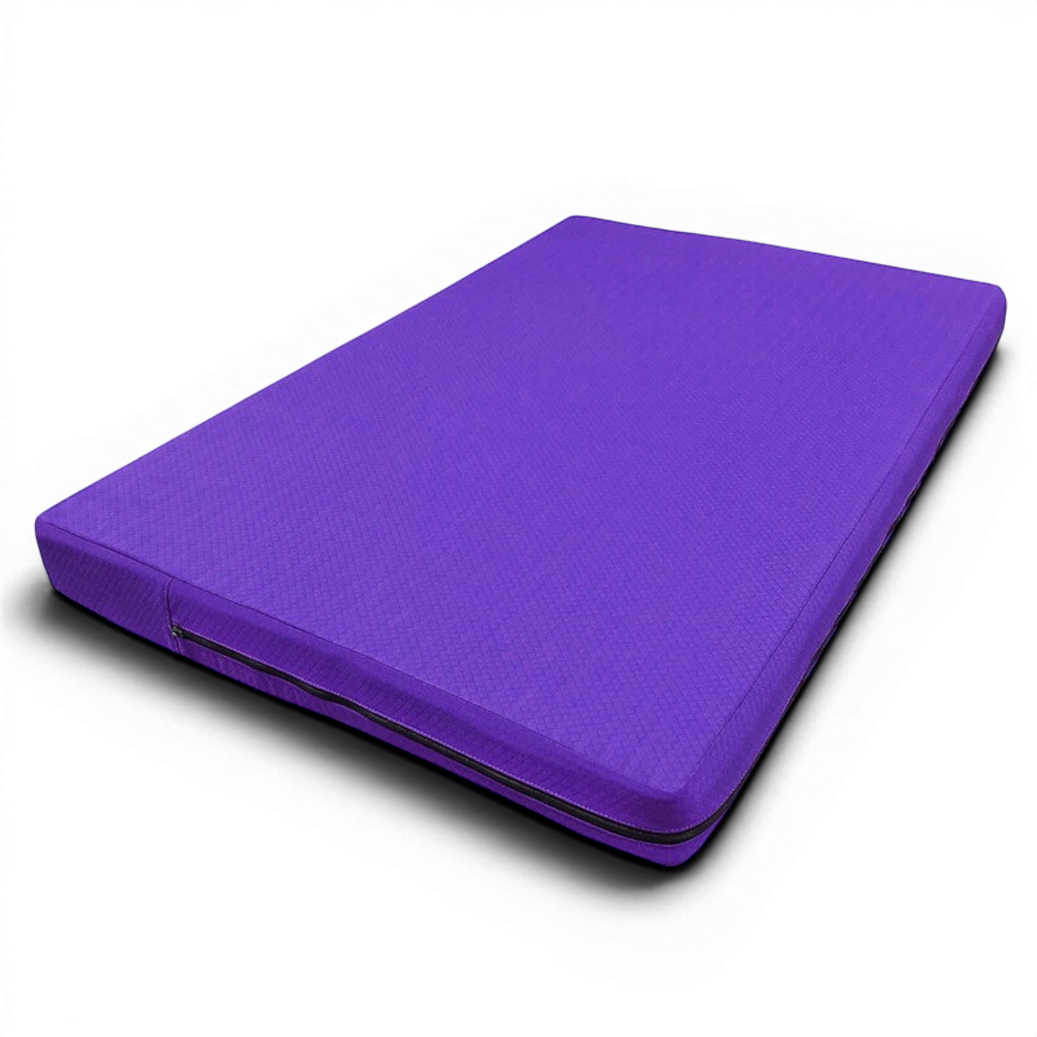 UK Gym Pits purple practice mat for gymnastics training with a durable quilted nylon cover and soft foam cushioning.
