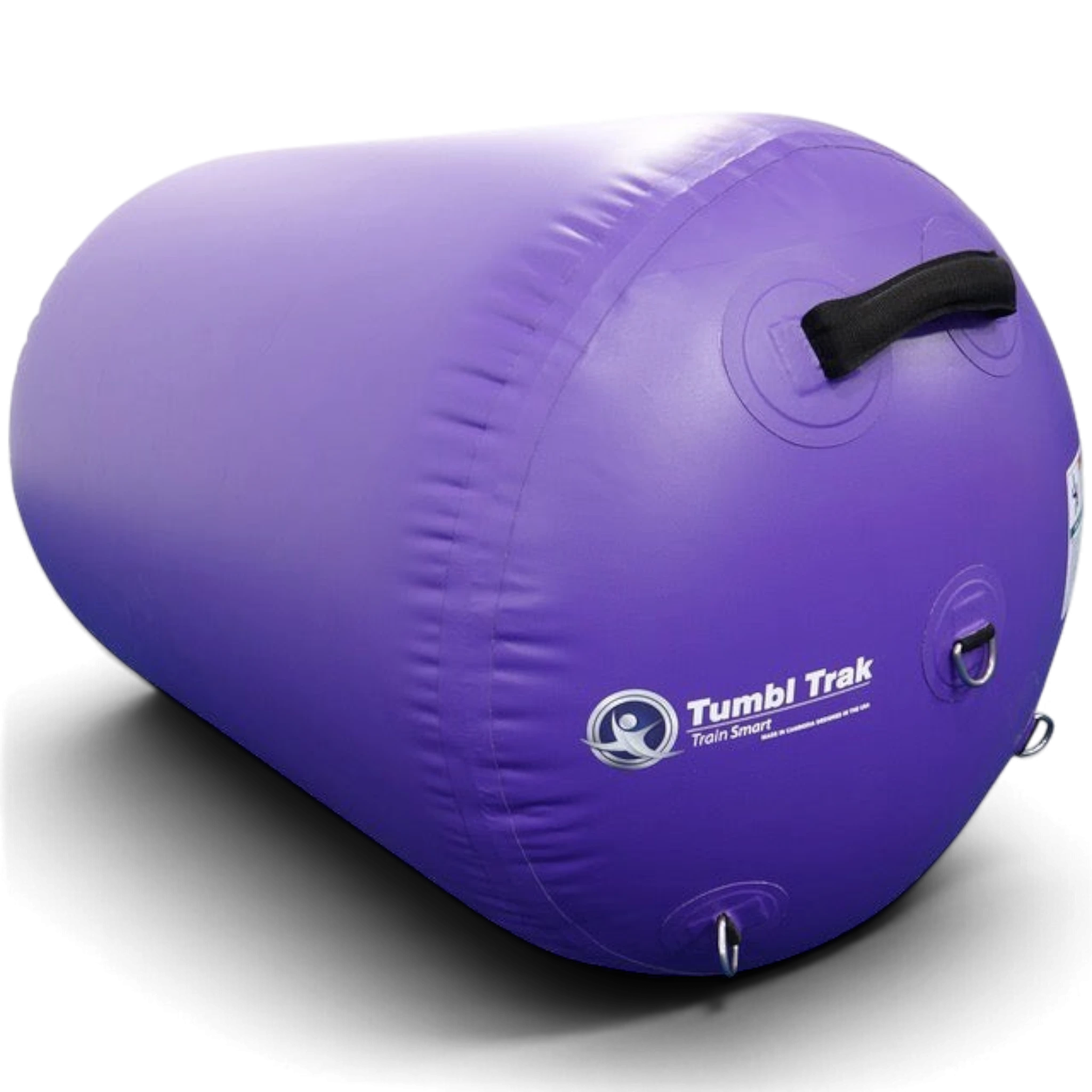 UK Gym Pits purple inflatable air barrel for gymnastics training with sturdy handles and D-ring attachment points